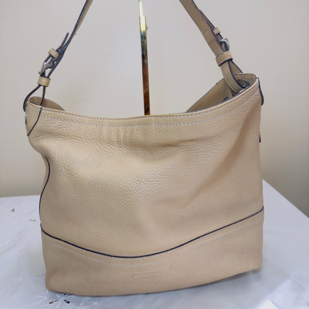 Coach 2005 Vintage 5715 Pebbled Shoulder Leather Bucket Tote Hobo Tan